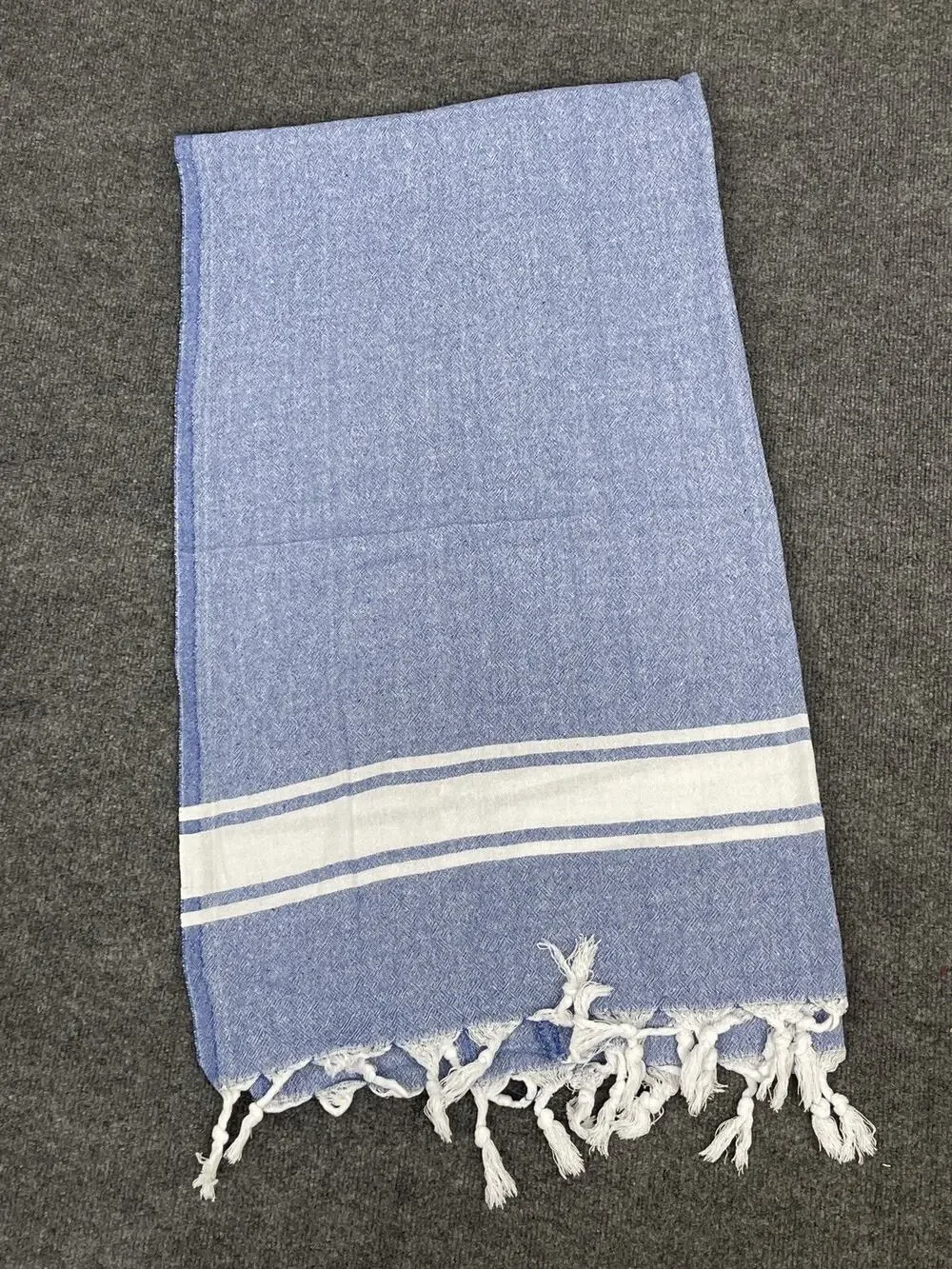 Hamam Turkish Towel Cotton Bath Beach Hammam Peshtemal Blue 28x64 Striped N164